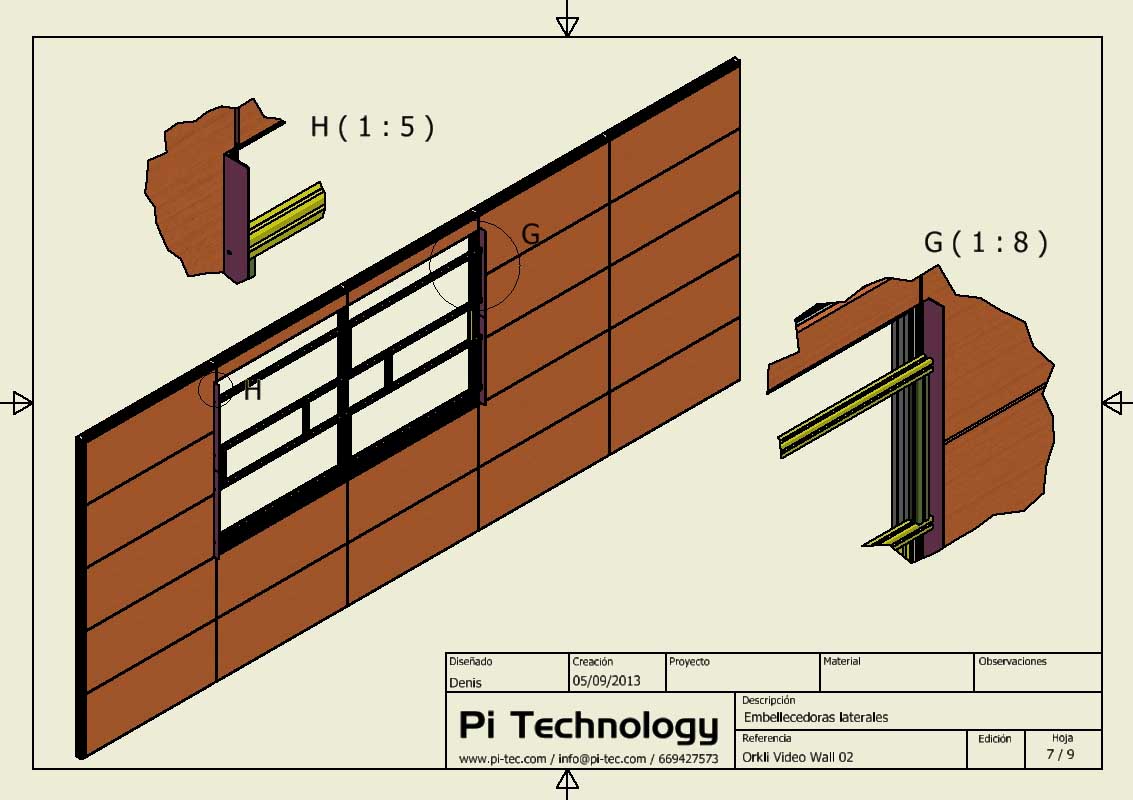 Plano estructura perfileria aluminio soporte videowall Orkli