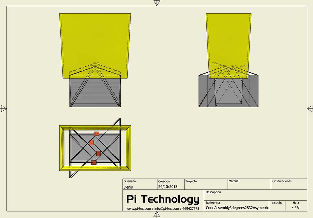 Plano de conos de retro proyección para tienda de Tous Las Rozas
